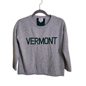 Pink Pineapple Vermont 100% Cashmere Crewneck Striped Gray Green Sweater Size XS